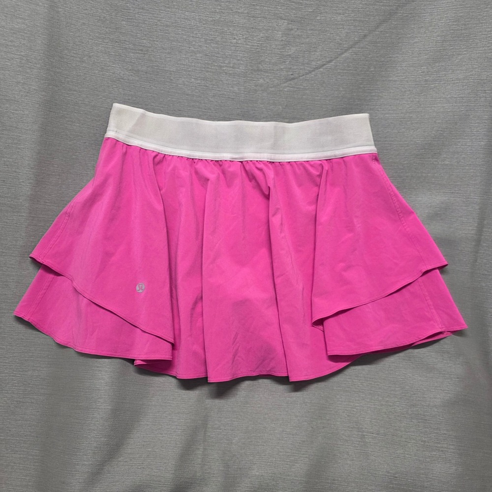 Lululemon Court Rival High-Rise Skirt Pink Tiered Tennis Skort Size 10 Reg - Picture 2 of 5